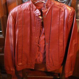 Vintage 80s LeSoleil Red Leather Jacket Genuine 7/8 Michael Jackson type